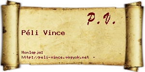 Péli Vince névjegykártya